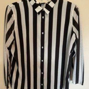 Black and White Striped Button Down Shirt